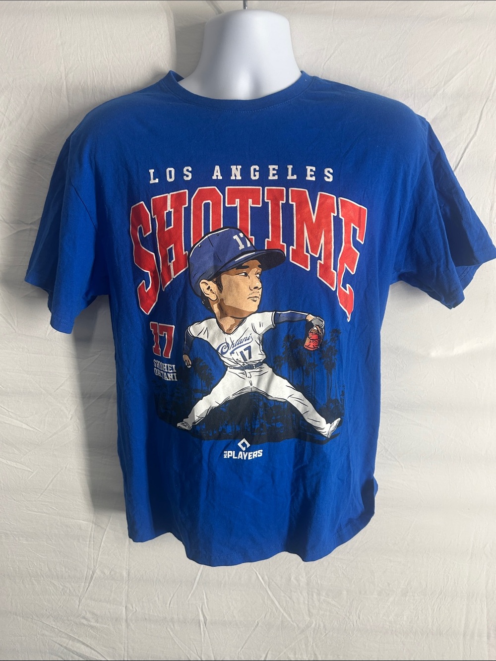 LC Trendz Royal Blue "Shotime" Los Angeles Baseball Graphic Tee with Red Accents